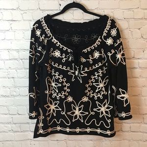 Vintage Hand Embroidered Boho Peasant Blouse